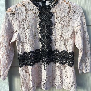ZARA Pink and Black Lace Shirt